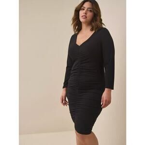 Torrid Mini Jersey Bodycon Dress Size‎ 4X Black Ruched Front & Back Cocktail